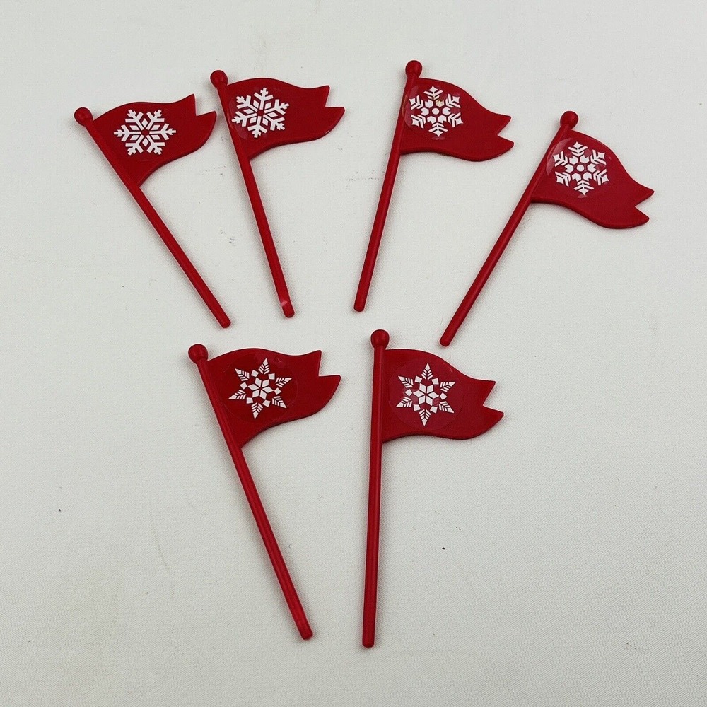 Mr. Christmas Santa's Ski Slope Red Flags Set‎ of 6 Replacement Parts Pieces